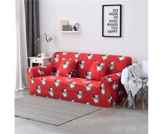 Treer Copridivano Universale, Elasticizzato Stampa 1/2/3/4 Posti Fodere Copridivani Poliestere Sofa Mobili Protettore Antiscivolo, (Copridivano+Stessa Federa) (3 Posti,Natale Rosso)