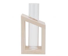 Tissting Stazione di Propagazione Fioriera Idroponica in Vetro con Montaggio a Parete con Supporto per Cremagliera in Legno Decorazione per Piante da Fiore