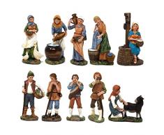 ROSSI ROSA Pastori in Resina 20 cm Statuine per Presepe 10 Personaggi Assortiti, (C3292IVS6)