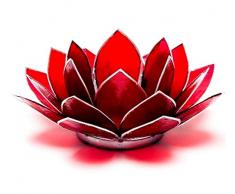 Portacandela Loto Chakra in Conchiglia Capiz Rosso Argento Something Different