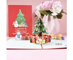 Biglietti di auguri di Natale, biglietti di auguri di Natale pop-up Albero di Natale 3D con busta, biglietti regalo per le feste, biglietti regalo di Natale