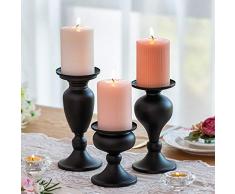 Sziqiqi Set di 3 Candelieri Candelabri Candelabro Portacandele in Nero Ferro per Soggiorno Tavolo da Pranzo Centrotavola Creativo, Nero
