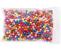 Mljtoyo 1000 perline rotonde colorate 8 mm, piccole perline in legno per lavori artigianali con foro 2 mm, naturale ambientale, perdecorazioni per fattorie, macramè, lavori manuali (7 x 8 mm)