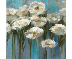 TELA-FRAMED-con-AMERICAN-BOX Anemoni sul Lago Vassileva Silvia - Floreale quadrato Stampa artistica fiori contemporanei fiori floreali margherite Floating fra 24_X_24_in