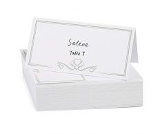 Kesote Bianco Segnaposto Carta da Tavolo Bianchi Cartellini Segnaposto per Incontro, Matrimonio, Festa, 100 Fogli,10 X 10CM