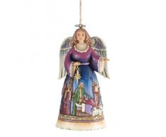 Heartwood Creek 4034406 Scena di Un Angelo con Presepe Resina, Design di Jim Shore, 12 cm