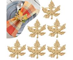 Kesote 6 Anelli per Tovaglioli da Tavola Foglia di Acero Portatovaglioli Decorzioni da Tavola per Halloween Autunno Cena Anniversaria Metallici Anelli di Tovagliolo Fibbia