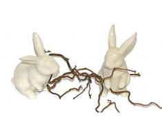 Kaheku Qstall-Hase Muro - Coniglietto in Ceramica craquelé, Motivo Coniglietto Pasquale, Altezza 13 cm, Colore: Crema