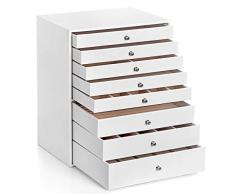 SONGMICS Scatola Portagioielli a 8 Ripiani, Cofanetto per Bigiotteria, Grande Custodia per Gioielli, Ideale per Collane, Orecchini, Occhiali da Sole, Braccialetti, Orologi, Bianco JBC11WT