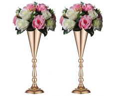 Sziqiqi Set di 2 Centrotavola per Matrimonio in Metallo Alto per Tavoli da Ricevimento, Supporto per Fiori in Oro, Base per Decorazioni per Feste, Eventi, Cerimonie di Celebrazione, Oro
