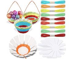 WELLXUNK Cestini di Pasqua Artigianato,6 Pezzi Cesto Pasquale,Kit Cestini per di Pasqua, Intreccio di Cesti Fai-da-Te,Cestino Pasquale,Creativi Art Craft Set, Creazioni Pasquali per Bambini