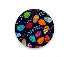 CHEHONG Sottobicchieri per Pasqua a righe colorate con uova, assorbenti, in ceramica, rotondo, per casa, cucina, ufficio, dimensioni 3,9 cm, adatto a tutte le tazze, ceramica+sughero, 2, 2 pezzi