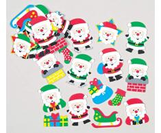 Set di adesivi in gommapiuma con Babbo Natale per bambini, per decorare e personalizzare bigliettini, collage, rappresentazioni, creazioni e disegni natalizi (confezione da 12)