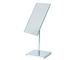 MSV 140600 - Specchio rettangolare con base a terra, in acciaio cromato, 16,5 x 15 x 37Â cm