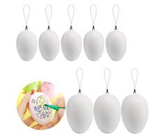 Naler 50 Pezzi di plastica Bianco Uovo di Pasqua con Corda appesa Loop String per Bambini Regalo Giocattolo di Pasqua casa Decorazione del Partito Fai da Te