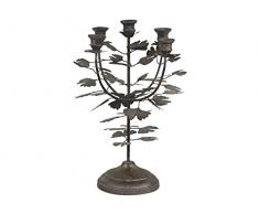 Alt.Franz - Candelabro in ferro 5 portacandele chic anticato, vintage, motivo floreale, in ottone anticato, altezza 27 x Ø 28 cm