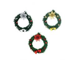 FARUTA Ghirlanda di Natale Decorazione porta anteriore ghirlanda di cedro materiali fai da te stella di Natale fiocco Berry per feste di Natale Decorazione da appendere rosso (colore: rosso oro