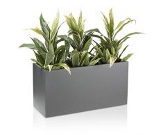 DECORAS Fioriera VISIO 40 in Fibra di Vetro - Grigio Opaco - 80x30x40 cm - Resistente al Gelo e alla Radiazione UV - Vaso in Fibra di vetro