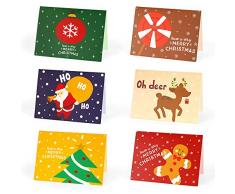 Bluelves Cartoline di Natale, Biglietti Auguri Natale, 24 Biglietto Auguri Natale con Buste e Adesivi da Busta, Auguri Natalizio Carte Cartolina di Natale per Salutare Familiari, Amici e Colleghi