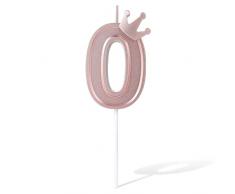 TOYMIS 7,6 cm Candela con Numero di Corona, Candele Numeri Grandi Candele di Compleanno Candele a Forma di Numero 3D per Torte di Compleanno Anniversario Feste di Matrimonio (Oro Rosa, 0)