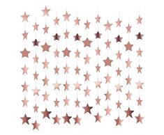 NITAIUN 65 Piedi Glitter Dorato Stelle Ghirlanda, Ghirlande di Carta Con Stelle Scintillanti, Ghirlanda Carta Decorative Luccichio Stella Carta Decor per Matrimoni,Compleanni,Feste di Natale(Oro rosa)
