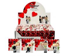 Set di 24 sposi per coppia di sposi in sacchetto regalo, 4 pezzi assortiti, bomboniere per matrimonio, decorazione da tavolo, portafortuna, topper piccolo