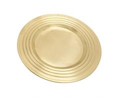 NKlaus Piatto per candele con bordo scanalato Ø15 cm in ottone dorato Portacandele rotondo Piatto Deco 10730