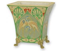 Casa Padrino vaso da fiori Art Nouveau multicolore/ottone 20,7 x 16,7 x A. 21,5 cm - Elegante vaso piante in porcellana - Decorazione da soggiorno - Accessori Decorativi Barocco e Art Nouveau