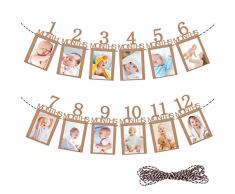1 ° Bandiera Fotografico di Compleanno, 12 Mesi Compleanno Decorazione Set, Banner per Foto per il Primo Compleanno, Foto per Bambini Partito Decorazione Foto Banner