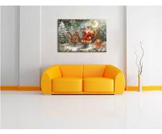 Pixxprint Babbo Natale con Doni Stampa su Tela 60x40 cm Artistica murale
