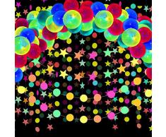 54 Pezzi Articoli per Feste Glow, Include 57.8 Piedi Ghirlande di Stelle al Neon Nero Luce e Ghirlanda di Carta Cerchio Punti Decorazioni Striscioni, 50 Pezzi 10 Pollici Palloncini Fluorescenti