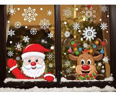 Adesivi Natalizi Finestre Addobbi Natalizi Vetrofanie Natale Decorazioni Natalizie a Doppio lato Adesivi Statici Riutilizzabili per Finestre di Natale Rimovibile in PVC Natale Vetrofanie con Babbo