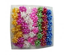 R&F srls 100 COCCARDE in PLASTICA Pastello Fiocco Pacco Regalo coccardine Confezione