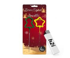 H2i - 4 candele magiche a forma di albero di Natale e stella, 4 pezzi - gatto F1