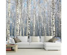 Murale,Custom 4D Wallpaper Paesaggio Style Bosco Di Betulle Scena Di Neve Stampa Di Arte Pittura Murale Poster Immagine Fotografia Hd Stampa Per Sfondo Tv Camera Da Letto Soggiorno Parete Decorazione