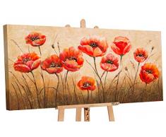 YS-Art Quadro Dipinto Con Colori Acrilici Profumo dei fiori | 120x60cm | Muro | Mano | Arte Moderna | Tela| Unico| Rosso