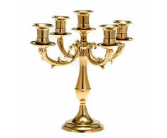 Candelabro a 5 bracci in ottone dorato.