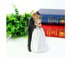 CAKE TOPPER STATUINE MATRIMONIO DECORAZIONE TORTA TORTE NUZIALI RESINA ELEGANTE CON FIORE IN MANO