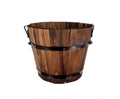 Hemoton Vaso da fiori in legno per whisky, rotondo, da giardino, per interni ed esterni, per la casa, il terrazzo, dimensioni 7,08 x 5,9 pollici