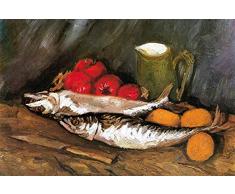 1art1 Vincent Van Gogh Poster Natura Morta Con Sgombri, Limoni E Pomodori, Dettaglio Stampa DArte 120x80 cm
