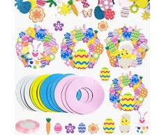 Adisno| Kit Ghirlanda Fai da Te per Bambini pasquali, Kit Artigianale Ghirlanda Pasquale, Kit Ghirlanda Arte Bambini Fai da Te Ragazzi Ragazze Crea Le tue Decorazioni pasquali, 12 Pezzi