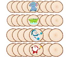 Liuer 50PCS Dischetti Legno Grezzo Naturale Rotondi Decorazioni Fette Dischi Legno Rotondo Fai da Te Natale Feste Matrimonio Segnaposto Capodanno Compleanno(5-6cm,6-7cm)