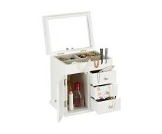 Relaxdays 10021302_49 Cofanetto Portagioie, Legno, Bianco, 17 x 22 x 22.5 cm