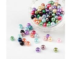 Pandahall 200PCS 6mm Perline Perla Vetro Perline per Bigiotteria Perline Colorate, Tinto, 6mm in Diametro, Foro: 0.5mm
