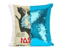 La Grande Illusione - Cuscino con fodera in paillettes, motivo Vecchio manifesto francese di film retrò, poster cinematografico vintage