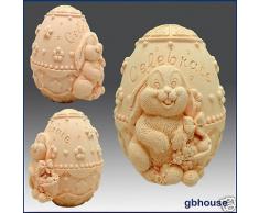uovo di Pasqua – Coniglietto con decorato 3D sapone/candela/polimero argilla/porcellana fredda stampo in silicone