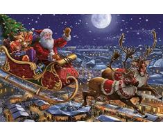Wingkin Kit punto croce per adulti Il carrello dei cervi di Babbo Natale fai da te punto croce stampa complementi arredo casa ricamo artistico ricamo (11CT tela prestampata )40x50cm