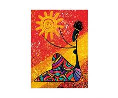FANBUHUA Astratta Black Woman Dipinti su Tela Stampa in Stile Etnico Stampe su Parete Poster Dipinti Decorazioni per la casa da Parete (60x80 cm) Senza Cornice