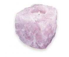 Quarzo Rosa Portalumino Con Candela