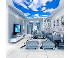 XHXI Vinile autoadesivo moderno moderno soffitto cielo blu cielo nuvola bianca soffitto sfondo per la casa carta da 3D Carta da parati fotomurali poster murale Soggiorno camera letto-430cm×300cm